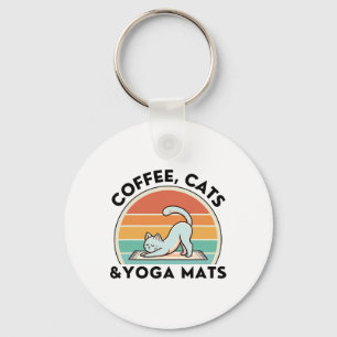 Koffiekatten en yogamatten meditatie Vrouwen Manne Sleutelhanger