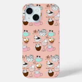 Koffiekatten grappig iPhone 15 case