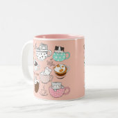 Koffiekatten grappig tweekleurige koffiemok (Voorkant links)