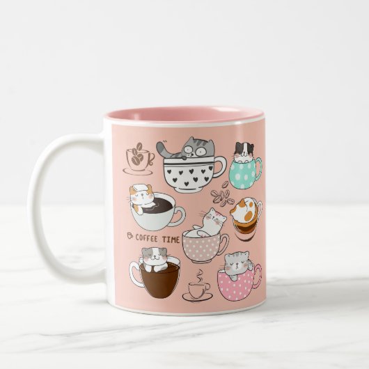 Koffiekatten grappig tweekleurige koffiemok (Links)