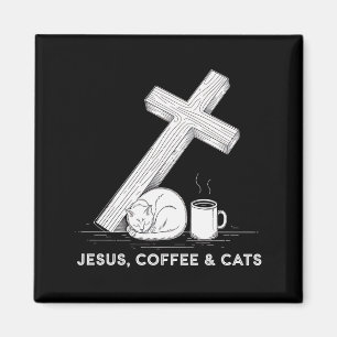 Koffiekatten Jezus Funny Cute Design Jezus Liefheb Magneet