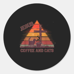 Koffiekatten Jezus Grappig Leuke Design Jezus Lief Ronde Sticker