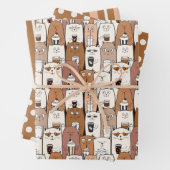 Koffiekatten Reeks van 3 omlooppapier voor kool Inpakpapier Vel (In situ)