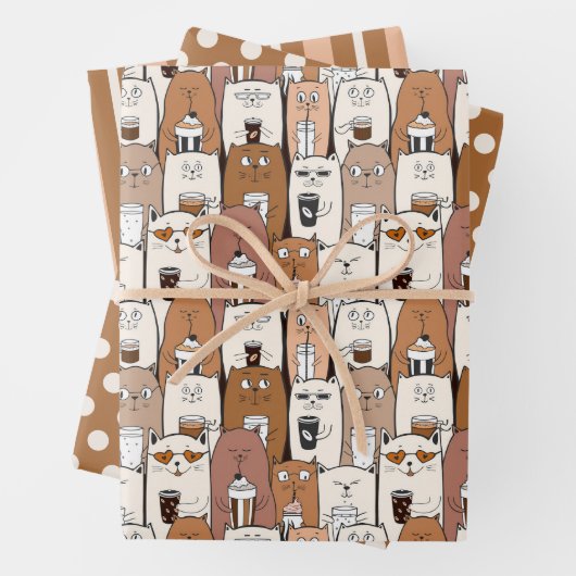Koffiekatten Reeks van 3 omlooppapier voor kool Inpakpapier Vel (In situ)