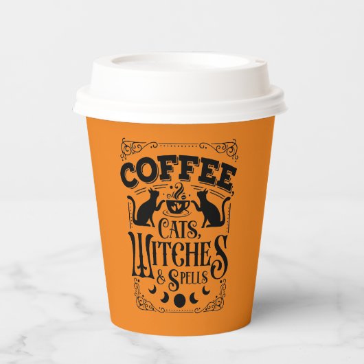 koffiekattenheksen spreiden Halloween party Papieren Bekers (Voorkant)