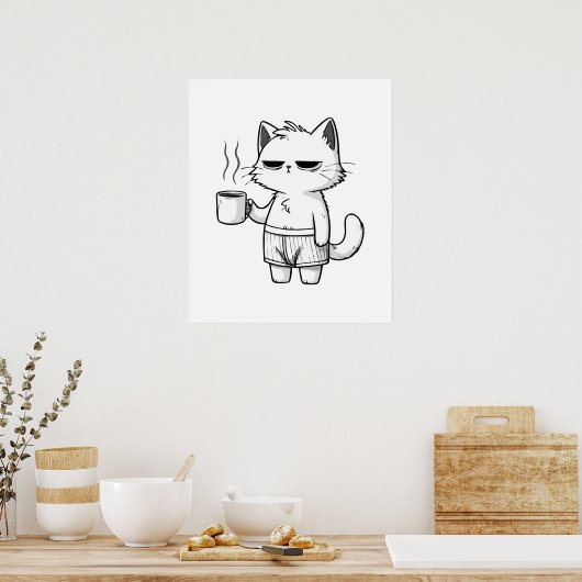 Koffiekattenprint, Value Poster papier (mat) (Keuken)