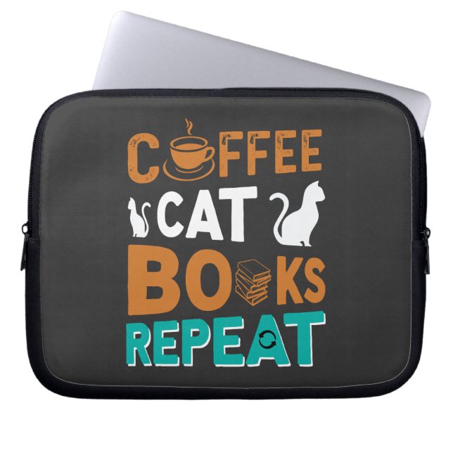 Koffiekboeken Herhalings-, lees- en koffieliefhebb Laptop Sleeve (Voorkant)