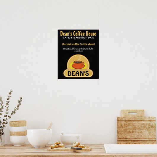 Koffiekkoffiebeker Aangepaste zwarte Posters (Keuken)