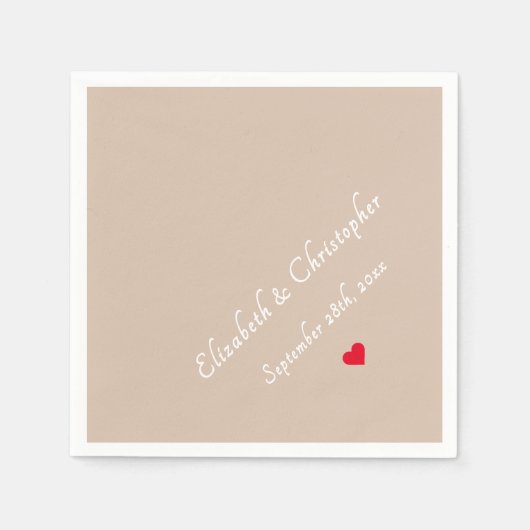 Koffiekleur Monogrammed Wedding Party Cocktail Servet (Voorkant)