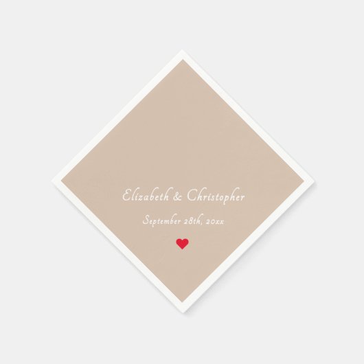 Koffiekleur Monogrammed Wedding Party Cocktail Servet (Hoek)