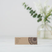 Koffiekleuren Abstracte Mandala Mini Visitekaartje (Staand voorkant)