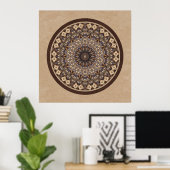 Koffiekleuren Abstracte Mandala Poster (Thuiskantoor)