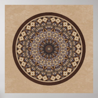 Koffiekleuren Abstracte Mandala Poster