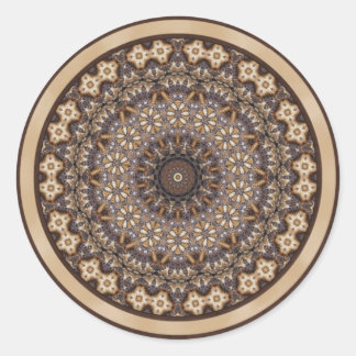Koffiekleuren Abstracte Mandala Ronde Sticker