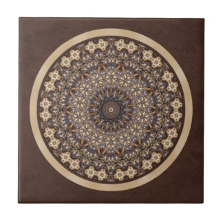 Koffiekleuren Abstracte Mandala Tegeltje