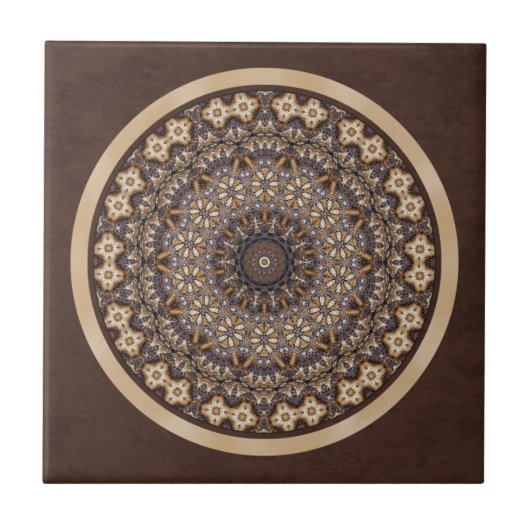 Koffiekleuren Abstracte Mandala Tegeltje (Voorkant)