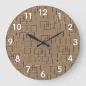 Koffiekleurig vierkantjes patroon grote klok (Voorkant)