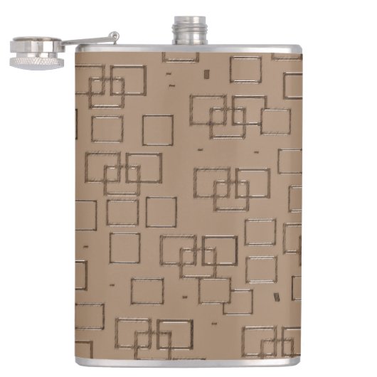 Koffiekleurig vierkantjes patroon heupfles (Geopend)
