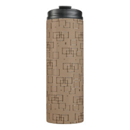 Koffiekleurig Vierkantjes Patroon Thermosbeker