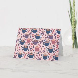 Koffiekoffie met een kleurrijk roze patroon kaart