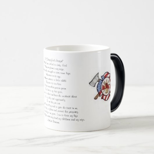 Koffiekoffie-Mok "A Firefighter's Prayer" Magische Mok (Voorkant rechts)