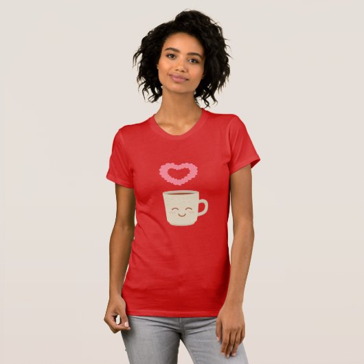 Koffiekoffie-Mok Cartoon, koffiedop T-shirt (Voorkant volledig)