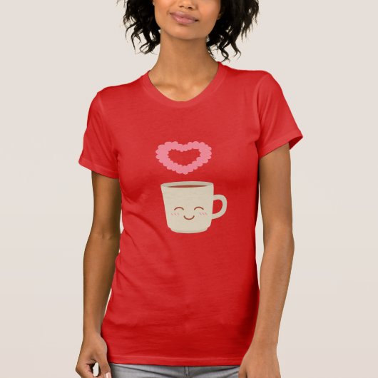 Koffiekoffie-Mok Cartoon, koffiedop T-shirt (Voorkant)