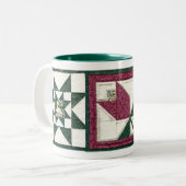 Koffiekoffie-Mok met gequilde potholders Tweekleurige Koffiemok (Voorkant links)