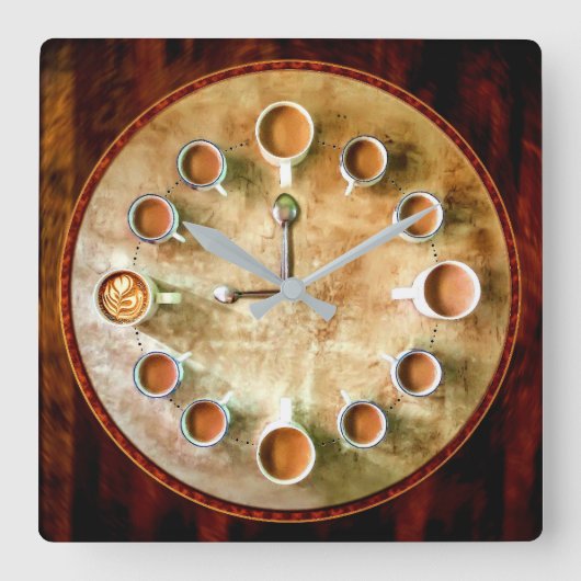 Koffiekoffietijd Vierkante Klok (Voorkant)