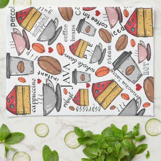 Koffiekoffiewinkel of keukenhanddoek van Café Love (Gevouwen)