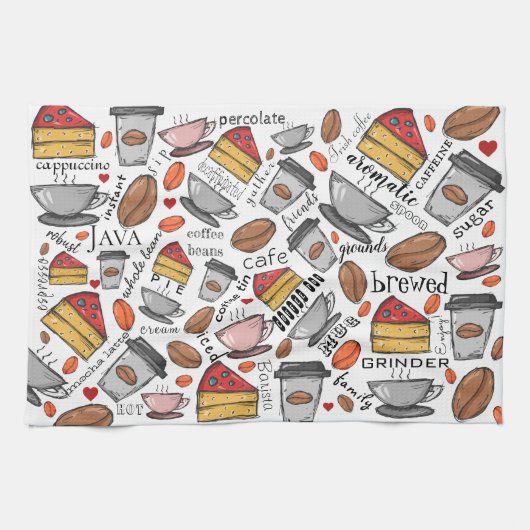 Koffiekoffiewinkel of keukenhanddoek van Café Love (Horizontaal)