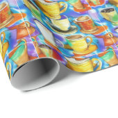 Koffiekop Abstract oliepatroon Cadeaupapier (Rol Hoek)