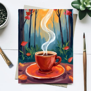 Koffiekop Aquarel Schildering Briefkaart