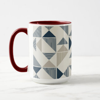 Koffiekop – Blauwe en Beige Driehoekige Ontwerp Mok