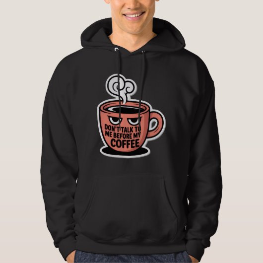 koffiekop, boze gezichtsuitdrukking, hoodie (Voorkant)