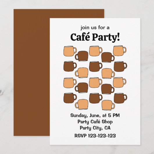 Koffiekop Café Feest Kaart (Voorkant / Achterkant)