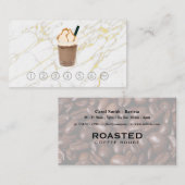 Koffiekop Drink | Goud Marmer | Stempelkaart Visitekaartje (Voorkant / Achterkant)