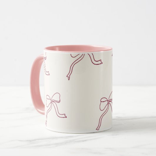 Koffiekop - esthetische roze strik 🎀 mok (Voorkant links)