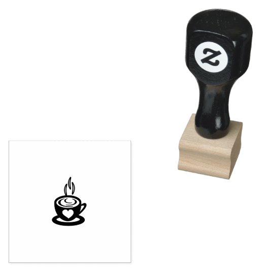 Koffiekop Hart Stoom Rubber Stempel Ontwerp (Gestempeld)