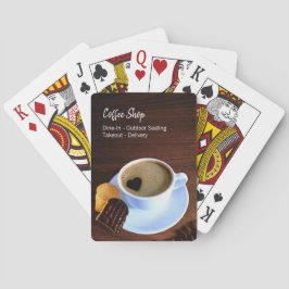 Koffiekop Hartvormige Schuimkoek Koffiezaak Pokerkaarten