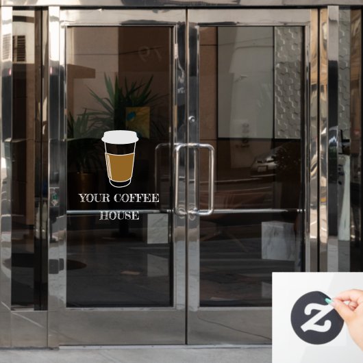 Koffiekop Illustratie Ets koffiebedrijf Raamsticker (Kantoordeur)