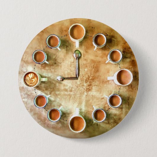 Koffiekop koffietijd ronde button 7,6 cm (Voorkant)