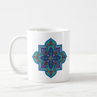 Koffiekop, levendig paars en blauw mandala koffiemok