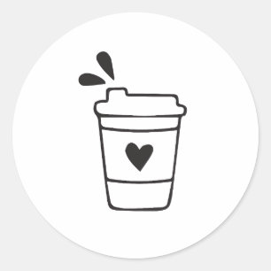 Koffiekop Lijn Kunst Ronde Sticker