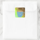 Koffiekop met citaat vierkante sticker (Tas)