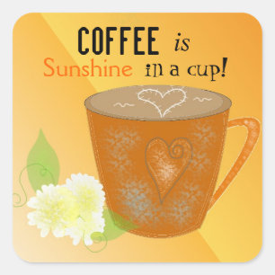 Koffiekop met citaat vierkante sticker