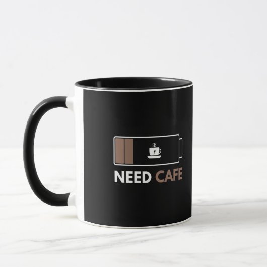 Koffiekop met Grappig Lage Batterij 'Need Cafe' Mok (Links)