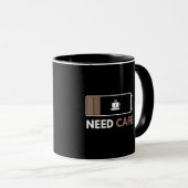 Koffiekop met Grappig Lage Batterij 'Need Cafe' Mok (Voorkant rechts)