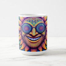 Koffiekop met hippie-thema's zonnebloem