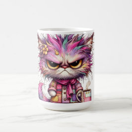 Koffiekop met kleurrijke afbeelding van boze kat koffiemok